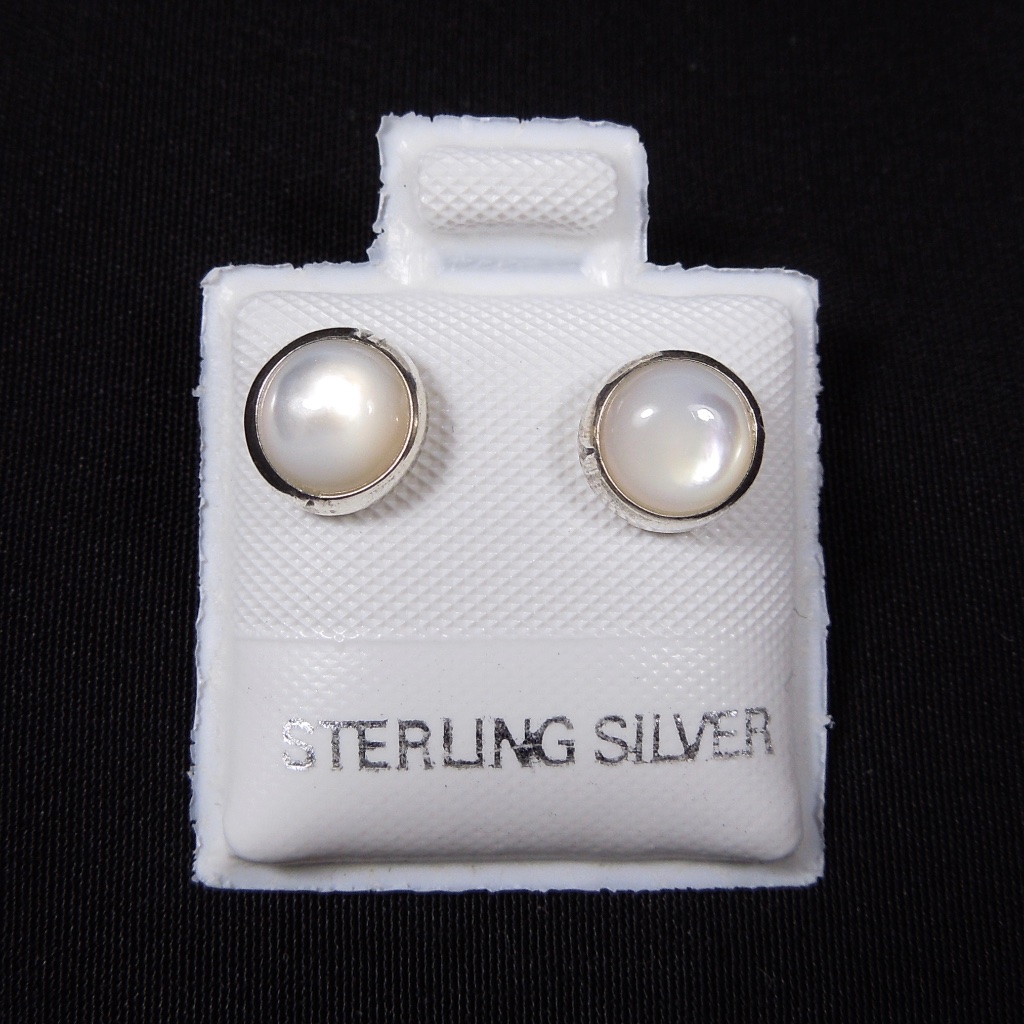 Genuine Mother Of Pearl Sterling Silver 6mm Studs